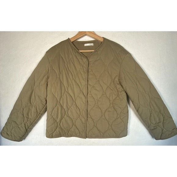 Zara Jackets & Blazers - Zara Quilted Liner Jacket Womens Medium Tan Button Up Casual Minimalist